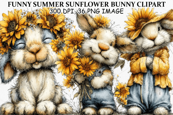 Download Funny Summer Sunflower Bunny Clipart - Flower Collection