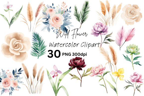 Download Watercolor Wild Flowers Clipart - Flower Collection