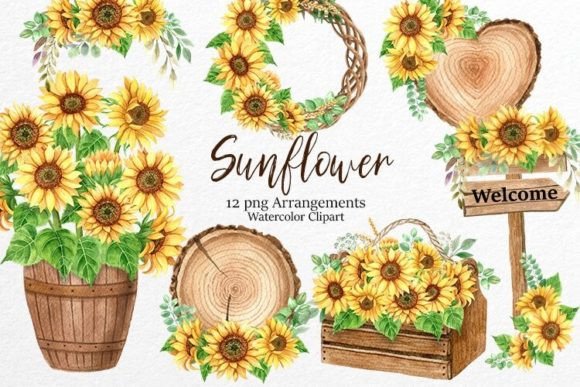 Download Watercolor Sunflowers, Floral Clipart - Flower Collection