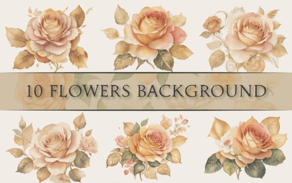 Download 10 Flower Backgroung Golden Ornament 2 - Flower Collection