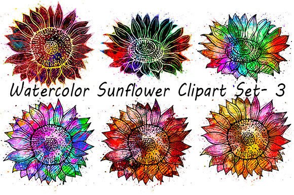 Download Watercolor Sunflower Clipart Set- 3 - Flower Collection
