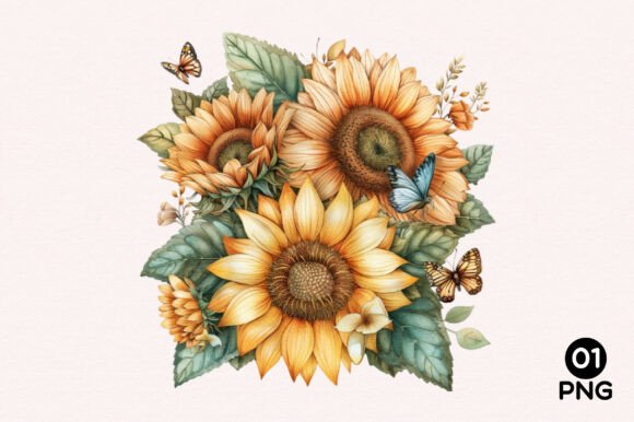 Download Whimsical Summer Sunflower Clipart PNG - Flower Collection