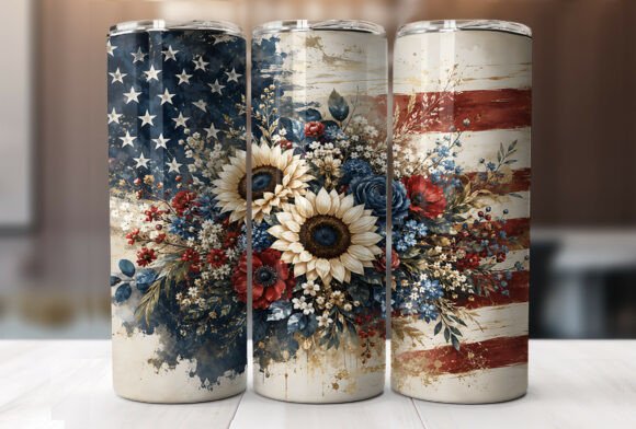 Download Rustic Patriotic Sunflower Tumbler Wraps - Flower Collection