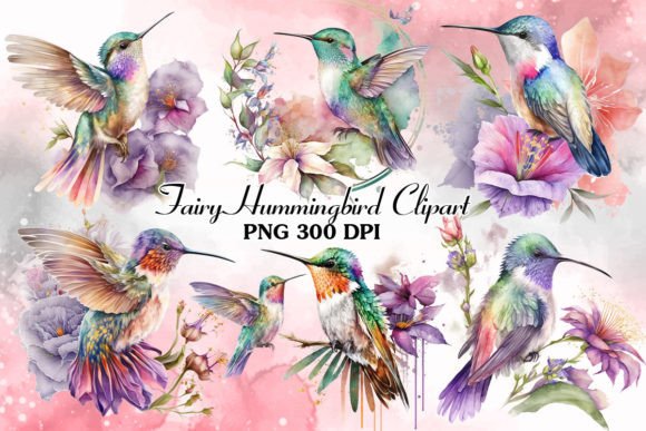 Download Fairy Hummingbird Watercolor Clipart - Premium Bundle