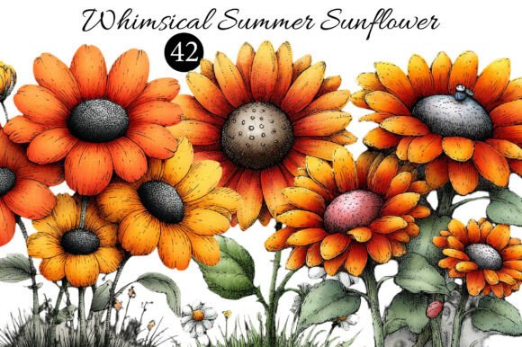 Download Whimsical Summer Sunflower Clipart - Flower Collection