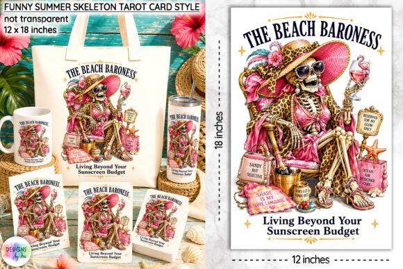 Download Funny Summer Skeleton Tarot Card Design - Premium Resources
