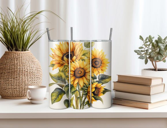 Download Watercolor Sunflower Bouquets Tumbler - Flower Collection