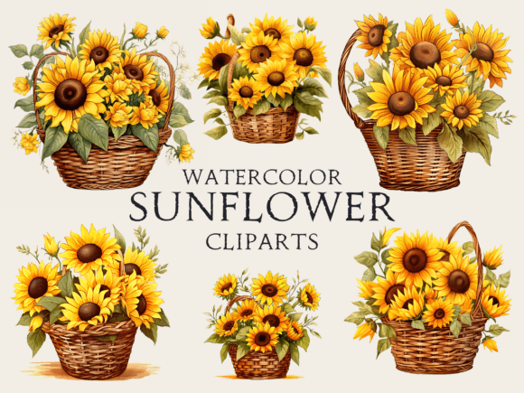 Download Watercolor Sunflower Cliparts - Flower Collection