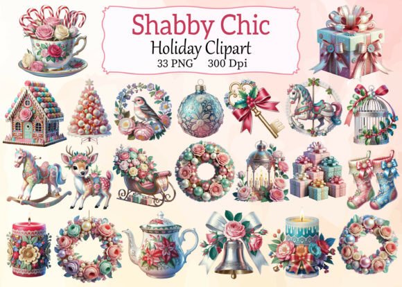 Download Shabby Chic Holiday Clipart Bundle - Premium Resources
