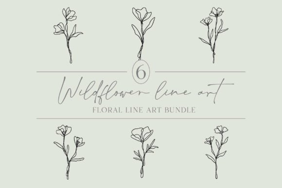 Download Flower Line Art | Wildflower Bundle of 6 - Flower Collection