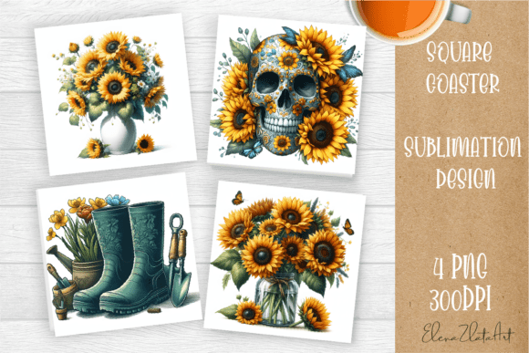 Download Sunflower Summer Square Coaster - Flower Collection