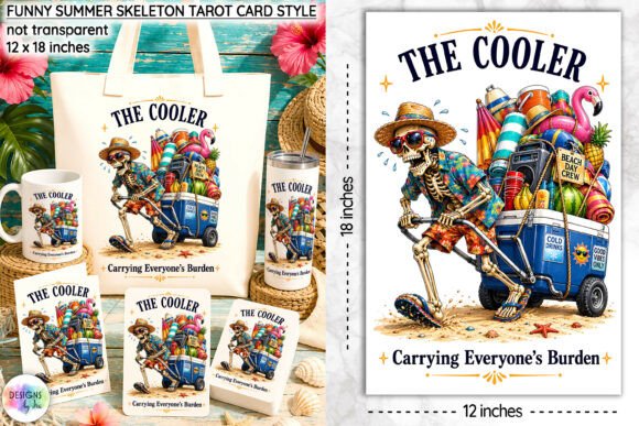 Download Funny Summer Skeleton Tarot Card Design - Premium Resources