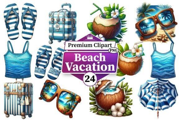 Download Beach Vacation Clipart Bundle PNG - Premium Resources